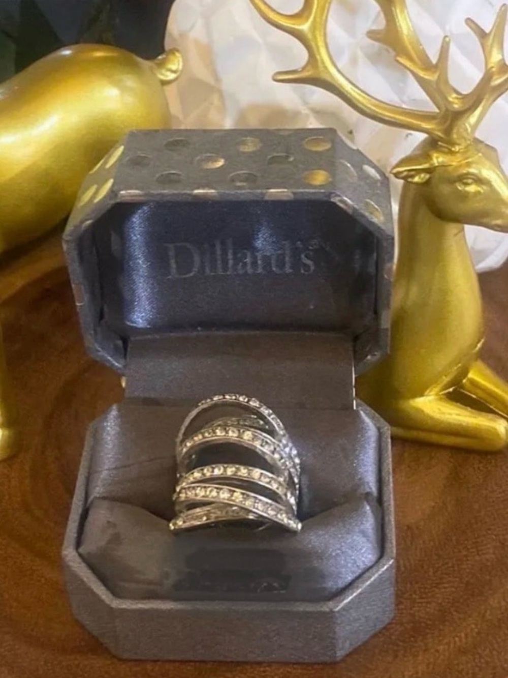 Silver Colored Crissed Crossed Stacked Ring